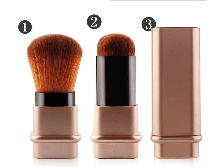Large Gold Retractable Blush Powder Brush - Makeup Tool