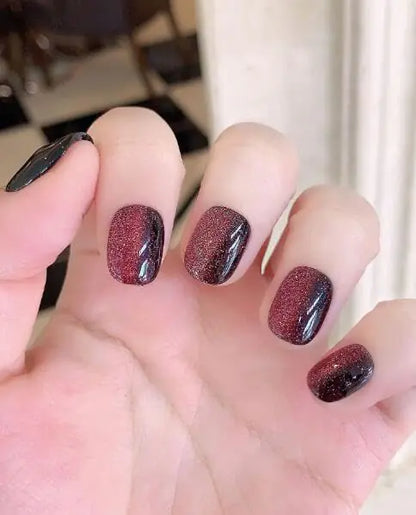 Short Square Press on Nails - Handmade Manicure Custom Art Reusable False Nails Contains two sizes. 20pcs With Manicure Set (002 M+L)