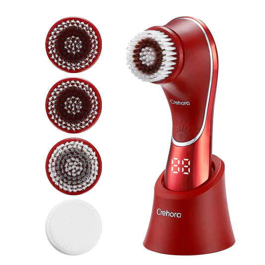 Facial Cleansing Brush Electric Face Scrubber Facial Cleansing Brush Rechargeable and Deep Cleansing with 4 Brush Heads
