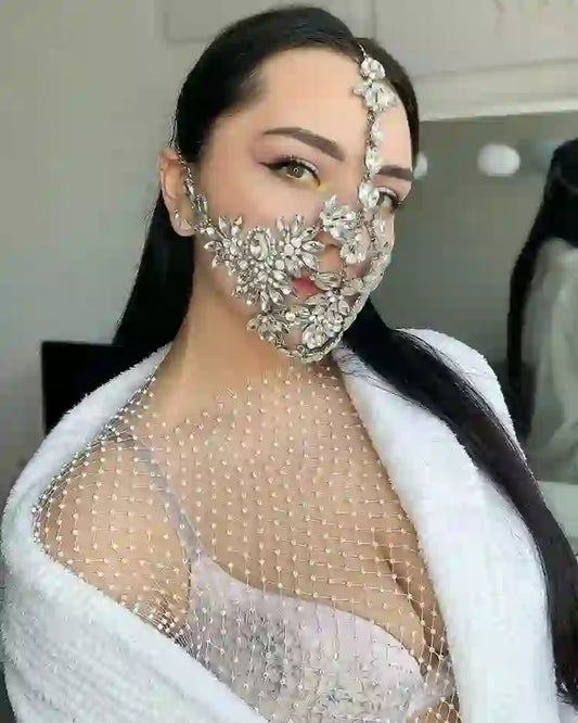 Rhinestone Face Mask – Sparkling Crystal Party Mask